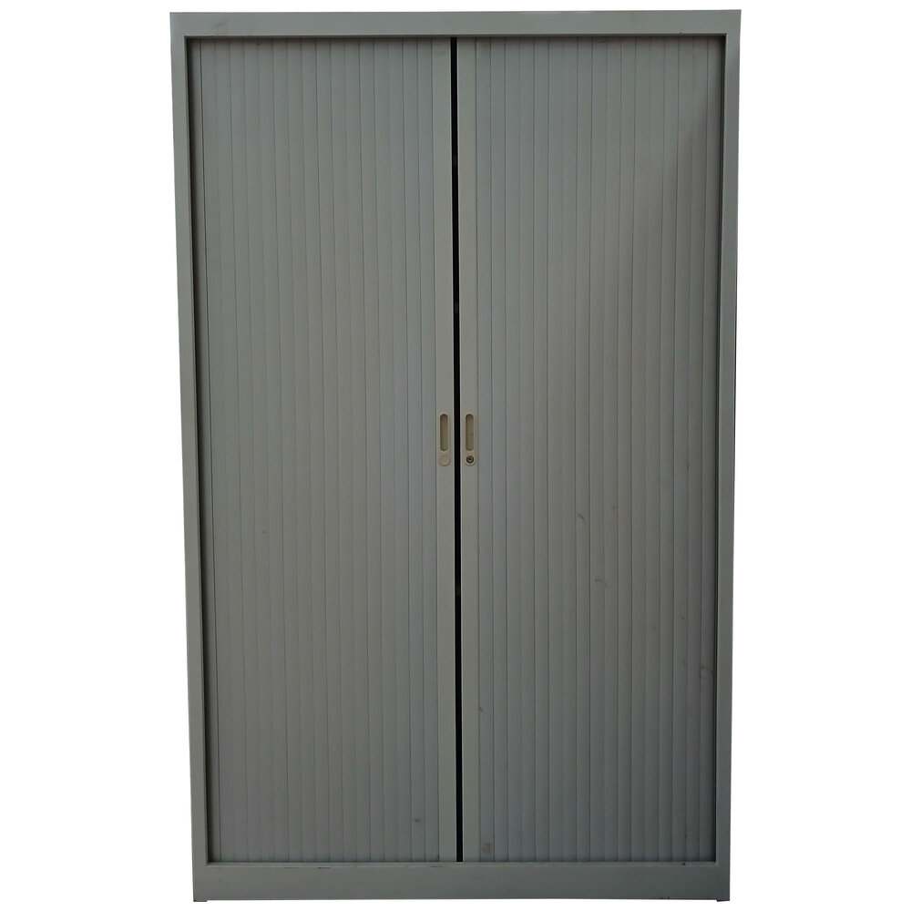 Emtrade Roldeurkast 120x45x195 cm, 4 legborden, grijs, gebruikt