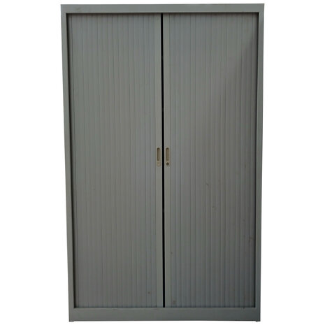 Emtrade Roldeurkast 120x45x195 cm, 4 legborden, grijs, gebruikt