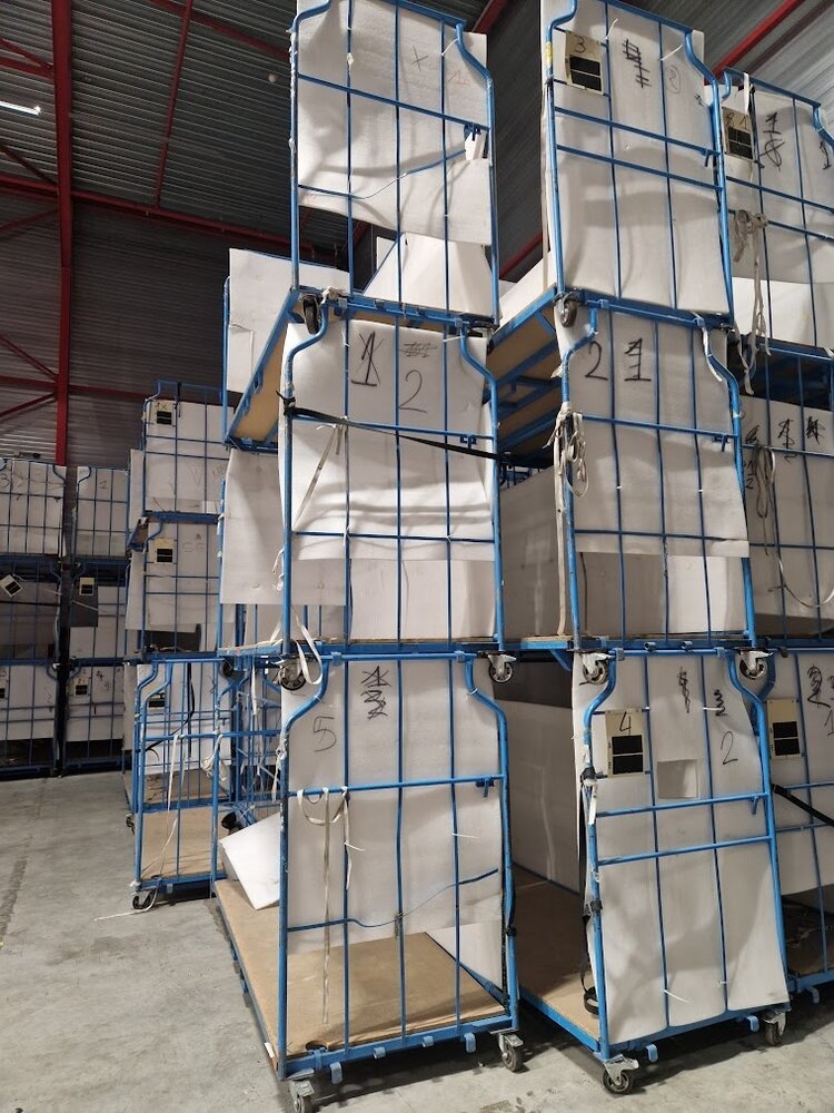 Cordes Meubeltransportwagen 2500x1150x1800mm Corletten L-frame nestbaar en stapelbaar, met rem, blauw, gebruikt Cordes Meubeltransportwagen 2500x1150x1800mm Corletten L-frame nestbaar en stapelbaar, met rem, blauw, gebruikt