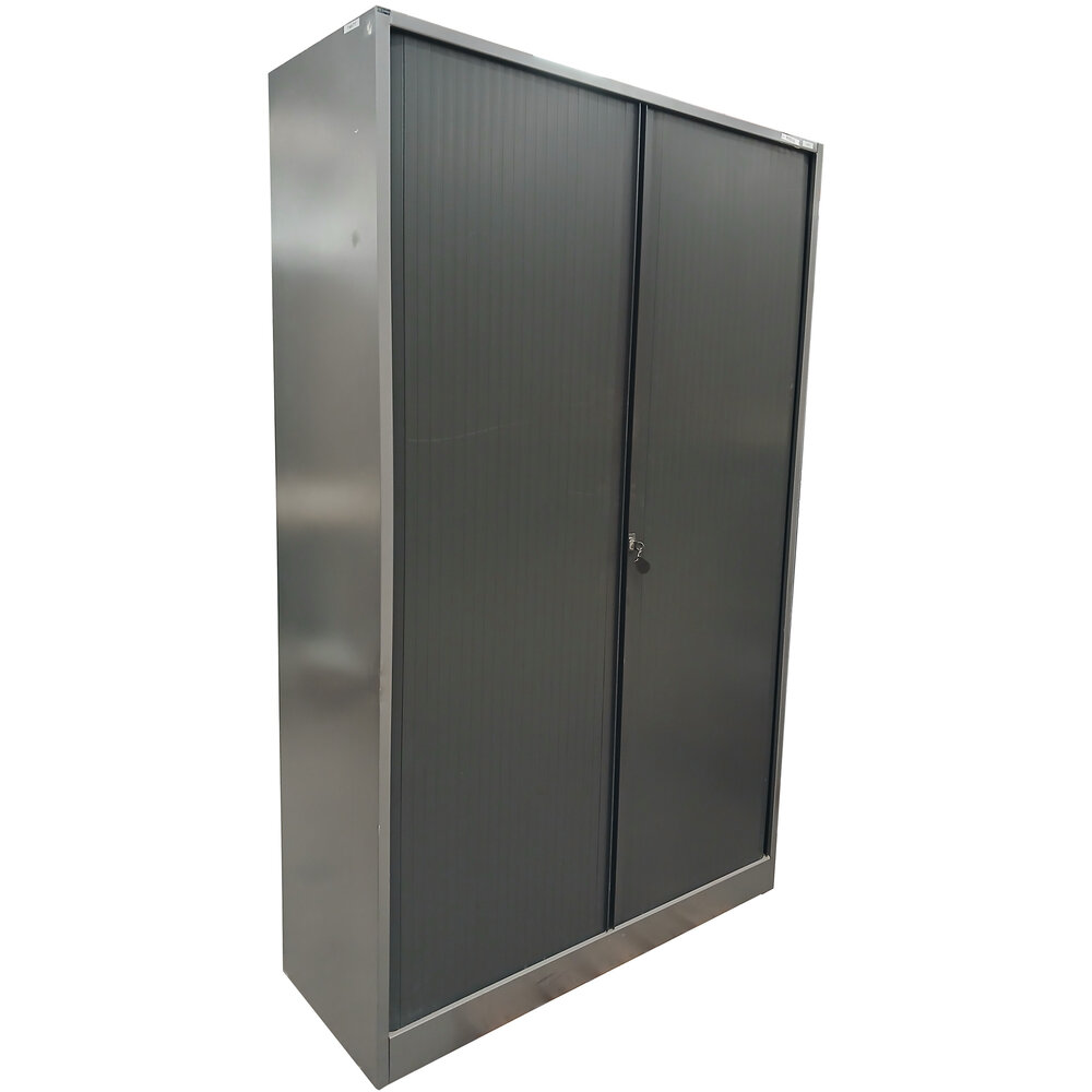 Ahrend Ahrend Roldeurkast 120x45x193 cm, 4 legborden, Zwart/Grijs, Gebruikt