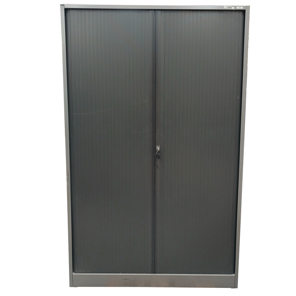 Ahrend Ahrend Roldeurkast 120x45x193 cm, 4 legborden, Zwart/Grijs, Gebruikt