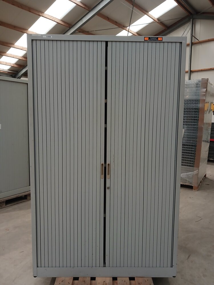 Emtrade Roldeurkast 120x47x195 cm, 5 legborden, Grijs, Gebruikt