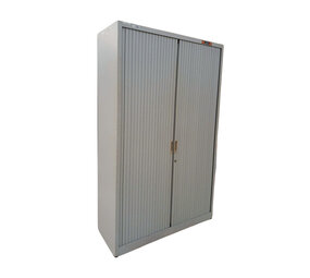 Emtrade Roldeurkast 120x47x195 cm, 5 legborden, Grijs, Gebruikt