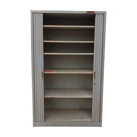 Emtrade Roldeurkast 120x47x195 cm, 5 legborden, Grijs, Gebruikt