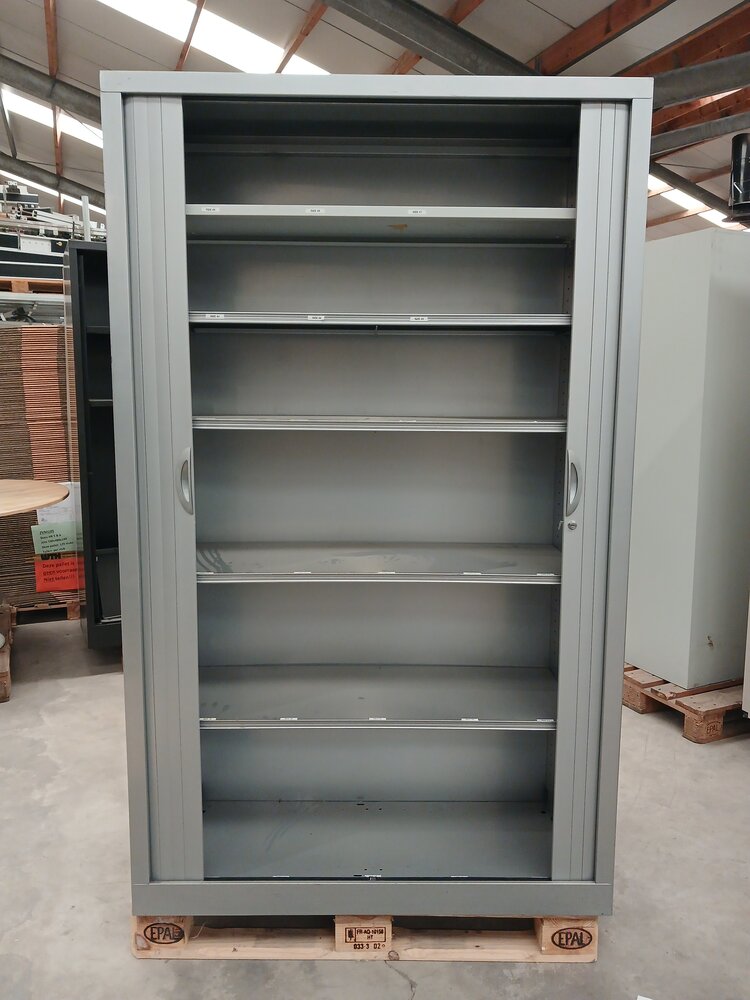 Emtrade Roldeurkast Grijs 5 Legborden 120x43x198 Gebruikt