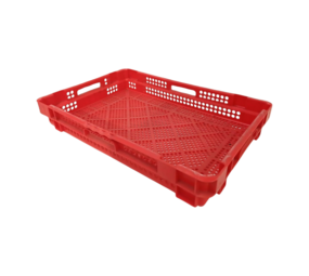 Emtrade Krat geperforeerd 590x390x90 mm, rood, PE-HD, gebruikt