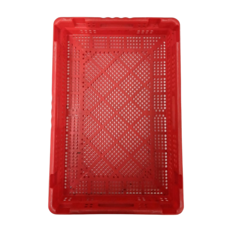 Emtrade Krat geperforeerd 590x390x90 mm, rood, PE-HD, gebruikt