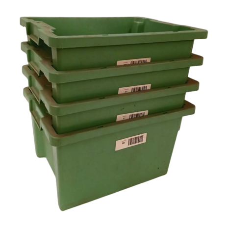 Schoeller Allibert Nestbare Stapelbak, 400x300x220 mm, euronorm, groen pp, gebruikt