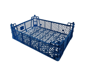 Emtrade Geperforeerde krat blauw, 40x30x12,5 cm, lage rand 9 cm, PP05, Levensmiddelgeschikt, Nieuw