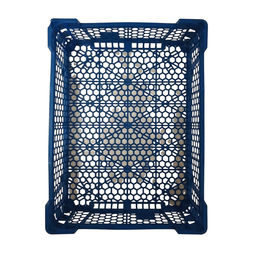 Emtrade Geperforeerde krat blauw, 40x30x12,5 cm, lage rand 9 cm, PP05, Levensmiddelgeschikt, Nieuw