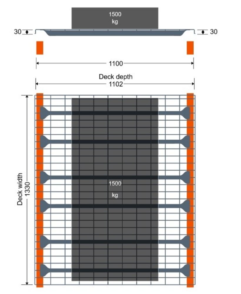 Emtrade Draadrooster Mesh deck 1330x1100mm - 1500kg, gebruikt