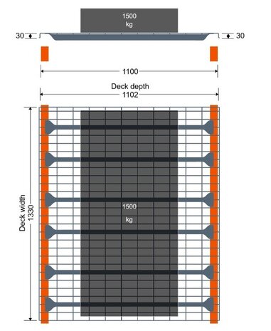 Emtrade Draadrooster Mesh deck 1330x1100mm - 1500kg, gebruikt