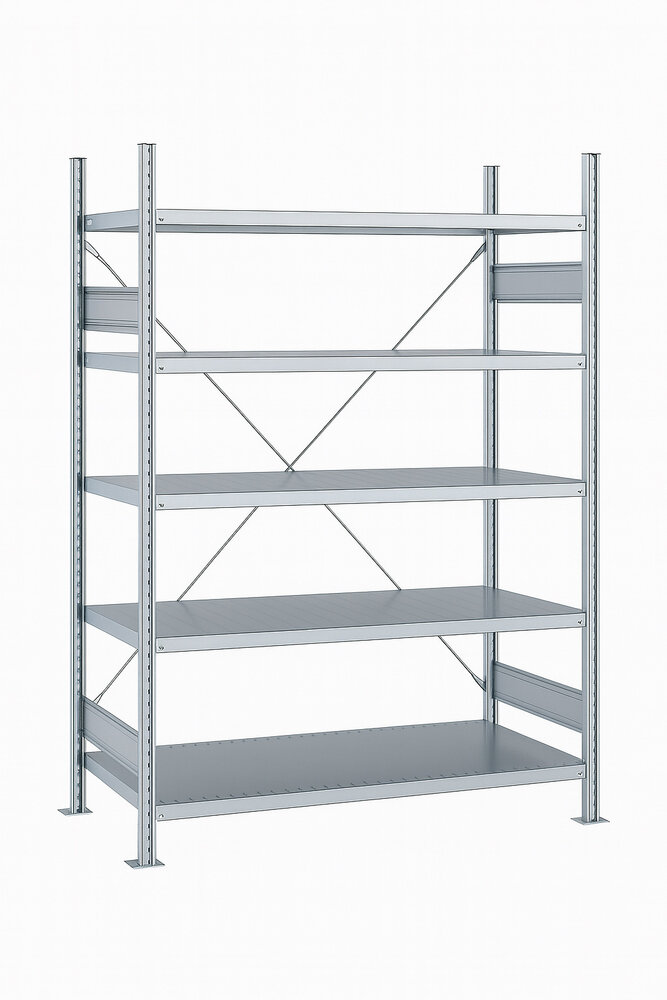 SSI Schäfer SSI Schafer R3000 Legbordstelling 500mm diep, 5 legborden, zijwand, gebruikt
