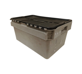 Curtec Distributiebak 600x400x275 mm 45L Nestbaar Stapelbaar Grijs/Zwart, gebruikt