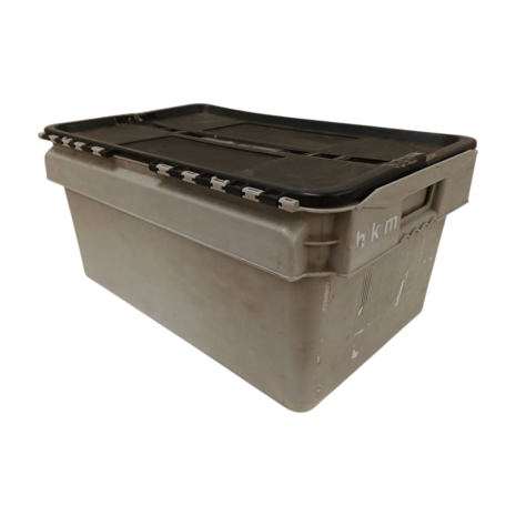 Curtec Distributiebak, 600x400x275 mm, grijs, zwart kunststof, gebruikt