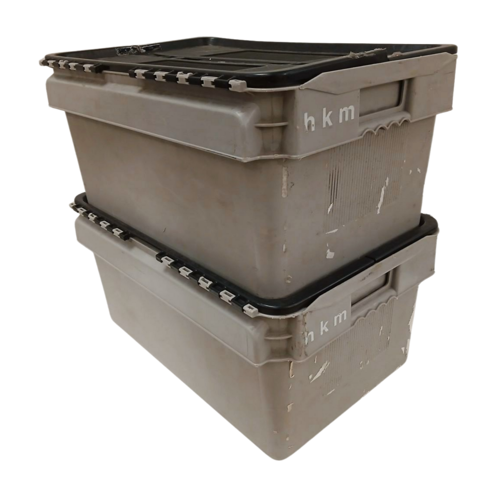 Curtec Distributiebak, 600x400x275 mm, grijs, zwart kunststof, gebruikt