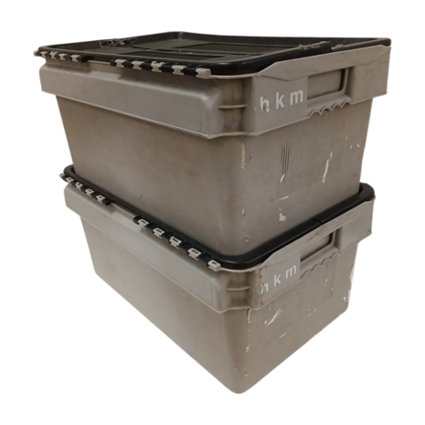 Curtec Distributiebak, 600x400x275 mm, grijs, zwart kunststof, gebruikt