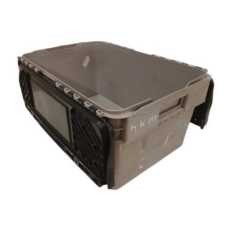 Curtec Distributiebak, 600x400x275 mm, euronorm, grijs, zwart kunststof, gebruikt