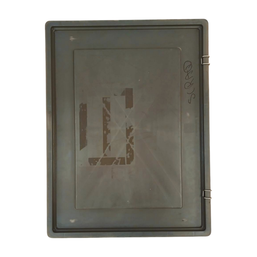 Emtrade Kunststof bak 800x600x120mm, grijs, met scharnierdeksel, gesloten, vlakke bodem, licht gebruikt