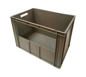 Ringoplast Magazijnbak, 600x400x420 mm, euronorm, levensmiddelgeschikt, grijs pp, gebruikt