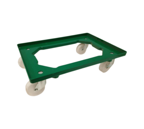 Emtrade Kunststof dolly groen 615x415x165 mm, rubberen witte zwenkwielen, Euronorm 60x40, Nieuw Emtrade Kunststof dolly groen 615x415x165 mm, rubberen witte zwenkwielen, Euronorm 60x40, Nieuw