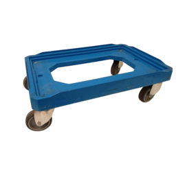 Boxplus Kunststof Dolly 620x420x190, Blauw, 4 Zwenkwielen, Met opstaande Rand, Gebruikt Boxplus Kunststof Dolly 620x420x190, Blauw, 4 Zwenkwielen, Met opstaande Rand, Gebruikt