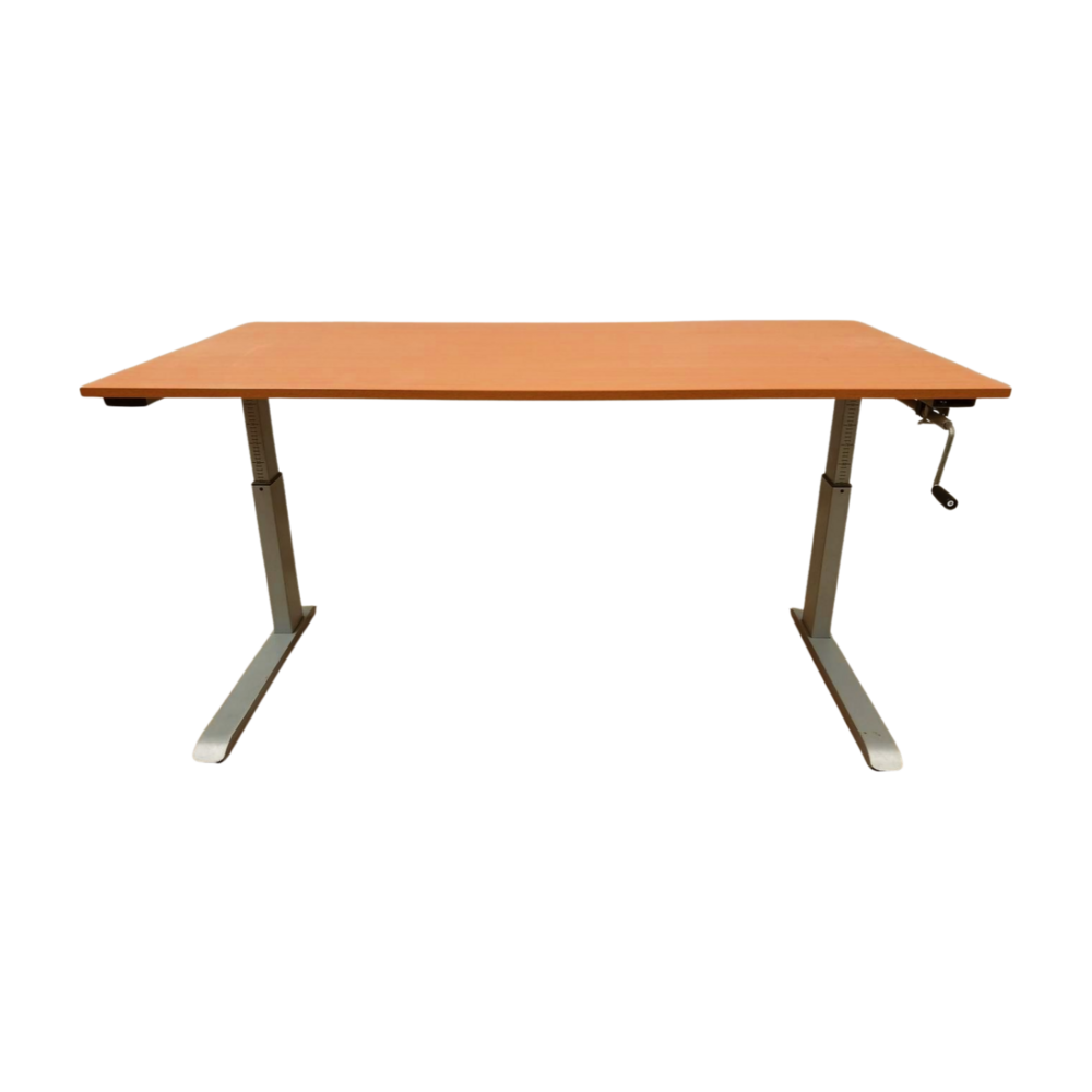 Emtrade Zitbureau 160x80 cm, handmatig met zwengel verstelbaar van 61 tot 85 cm, gebruikt