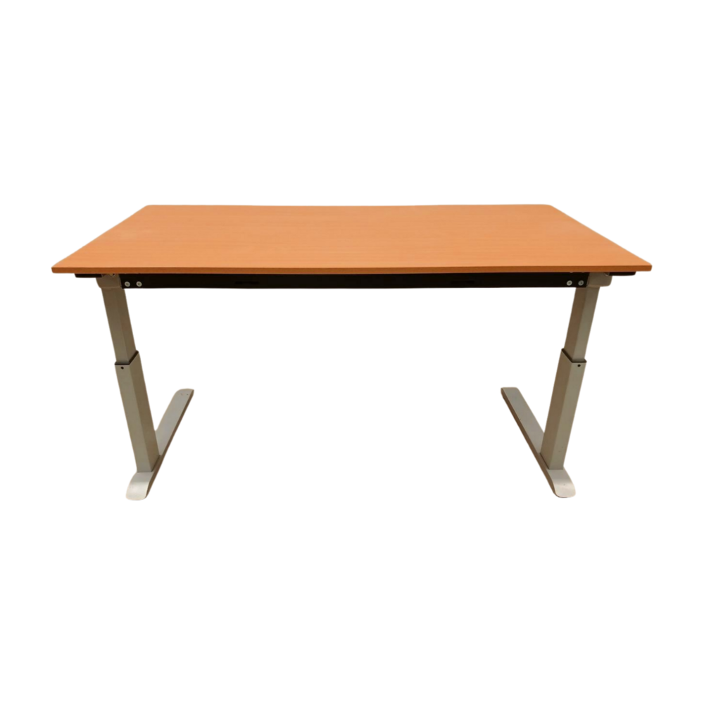 Emtrade Zit sta bureau 160x80 cm, handmatig met zwengel verstelbaar van 64 tot 108 cm, gebruikt