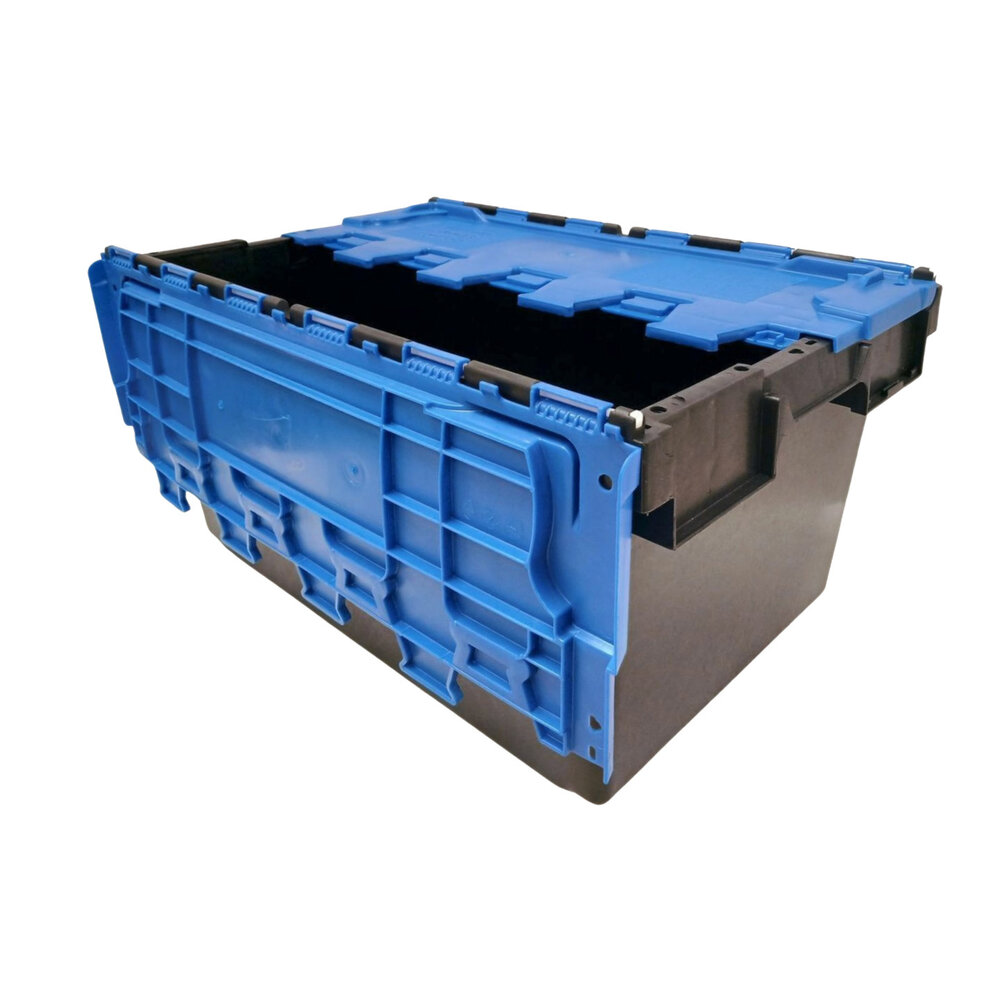 Distributiebak, 710x460x360 mm, PP, Zwart met blauwe deksel, Nieuw