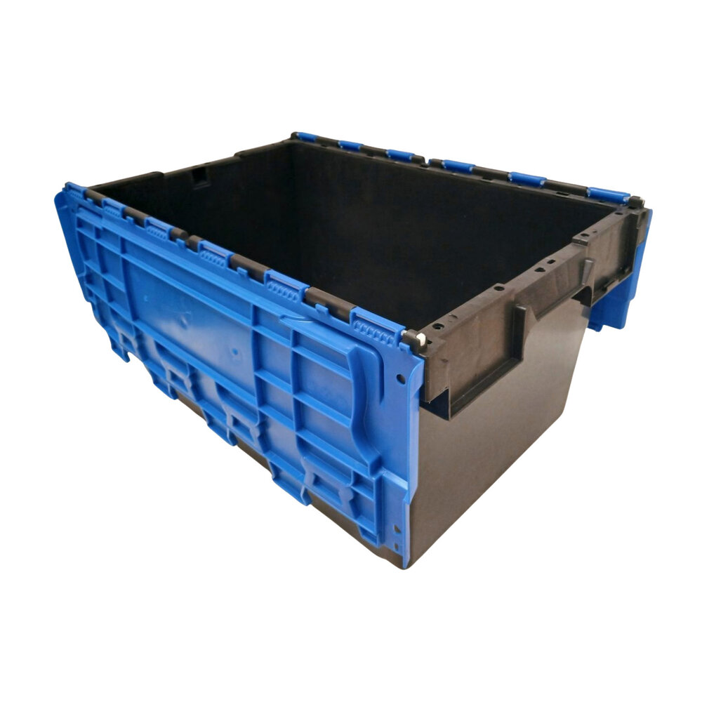 Distributiebak, 710x460x360 mm, PP, Zwart met blauwe deksel, Nieuw