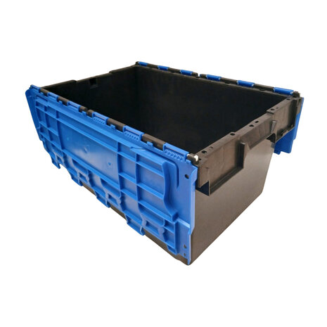 Distributiebak, 710x460x360 mm, PP, Zwart met blauwe deksel, Nieuw