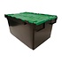 Distributiebak, 710x460x360 mm, zwart, groen pp, nieuw