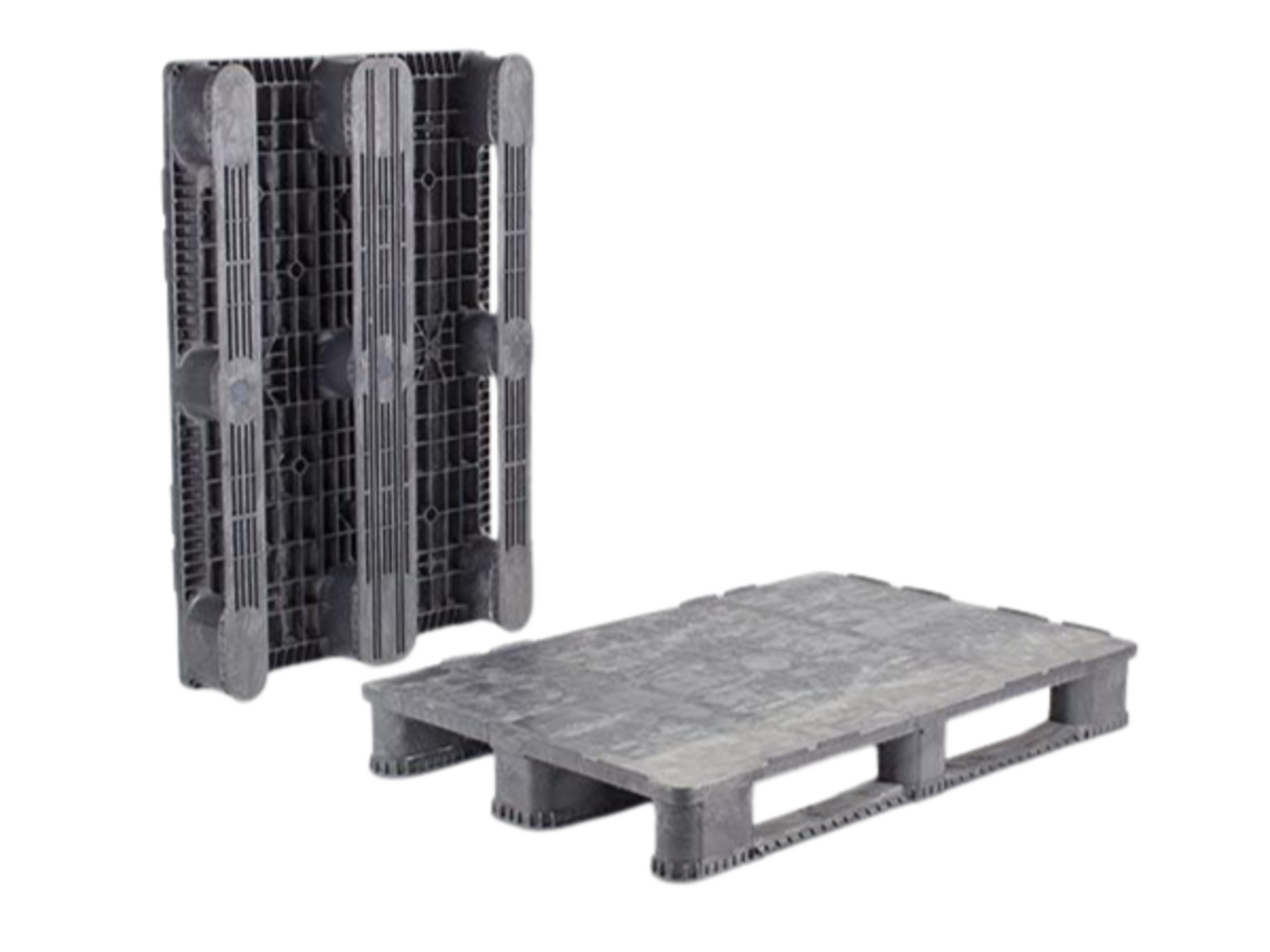 Emtrade Zwaarlast pallet 1200x800x155 mm, 3 sleden, gesloten dek, zwart, gebruikt