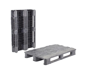 Emtrade Zwaarlast pallet 1200x800x155 mm, 3 sleden, gesloten dek, zwart, gebruikt