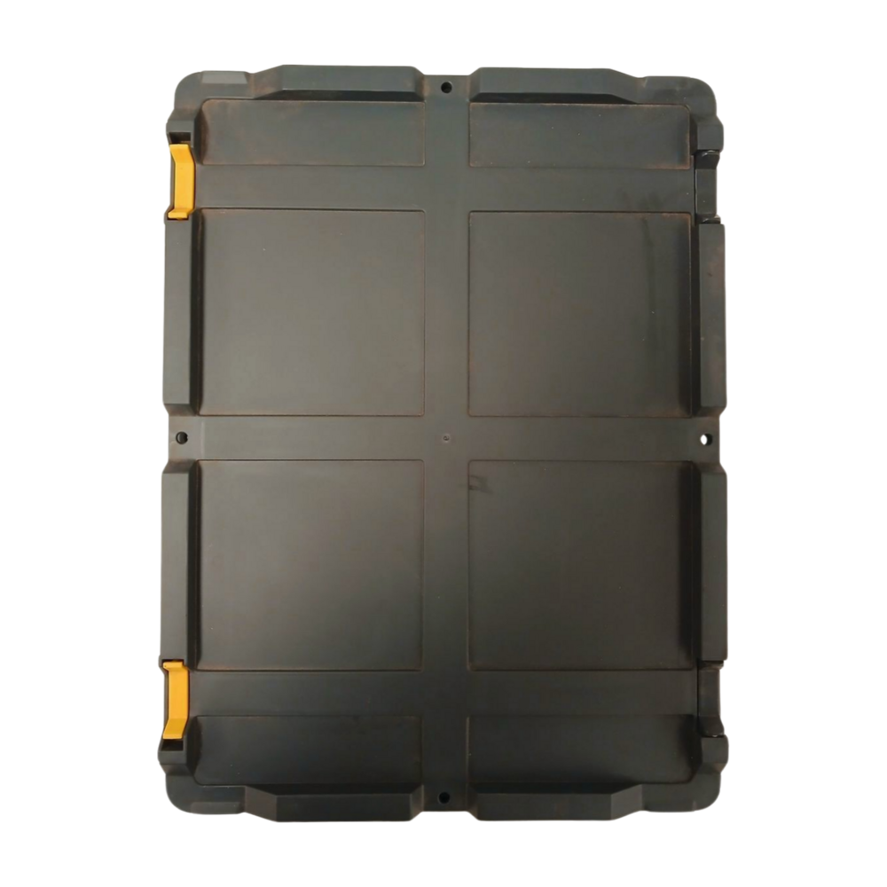 Stapelbak met scharnierdeksel 400x300x220 mm PP05 zwart, nieuw