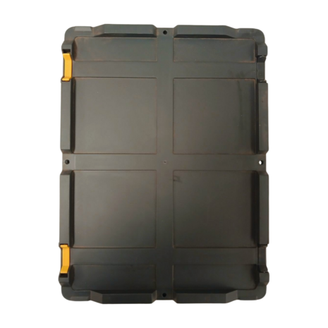 Stapelbak met scharnierdeksel 400x300x220 mm PP05 zwart, nieuw