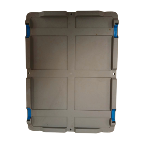 Stapelbak met deksel, 400x300x220 mm, euronorm, grijs pp, nieuw Stapelbak met deksel, 400x300x220 mm, euronorm, grijs pp, nieuw