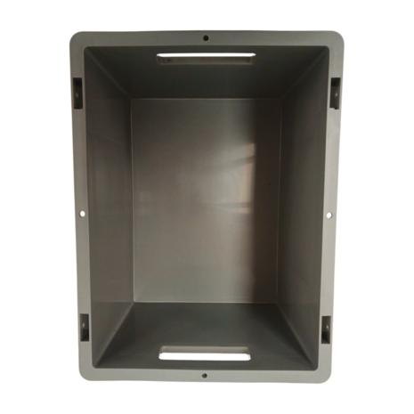 Stapelbak met deksel, 400x300x220 mm, euronorm, grijs pp, nieuw Stapelbak met deksel, 400x300x220 mm, euronorm, grijs pp, nieuw