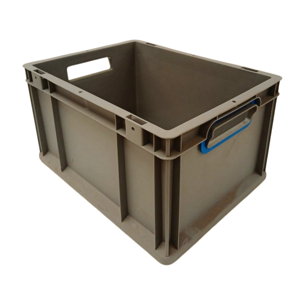 Stapelbak met deksel, 400x300x220 mm, euronorm, grijs pp, nieuw Stapelbak met deksel, 400x300x220 mm, euronorm, grijs pp, nieuw
