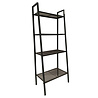 Boekenkast / Opslagrek 62x35,5x148 cm zwart, metaal, ladderrek, 4 mesh schappen, gebruikt