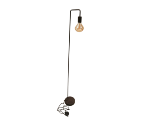 Staande lamp 145,5x22cm zwart, met schakelaar, ±185cm kabel,  gebruikt