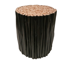 Houten Krukje, Bijzettafel, Handgemaakt, 40 cm Hoog, 34 cm Diameter, Gebruikt