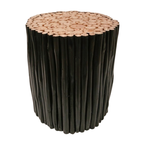 Houten Krukje, Bijzettafel, Handgemaakt, 40 cm Hoog, 34 cm Diameter, Gebruikt