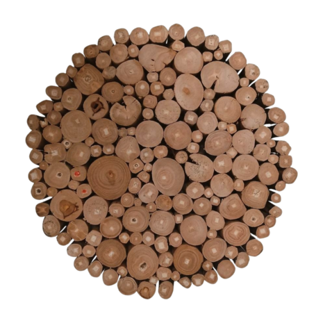 Houten Krukje, Bijzettafel, Handgemaakt, 40 cm Hoog, 34 cm Diameter, Gebruikt