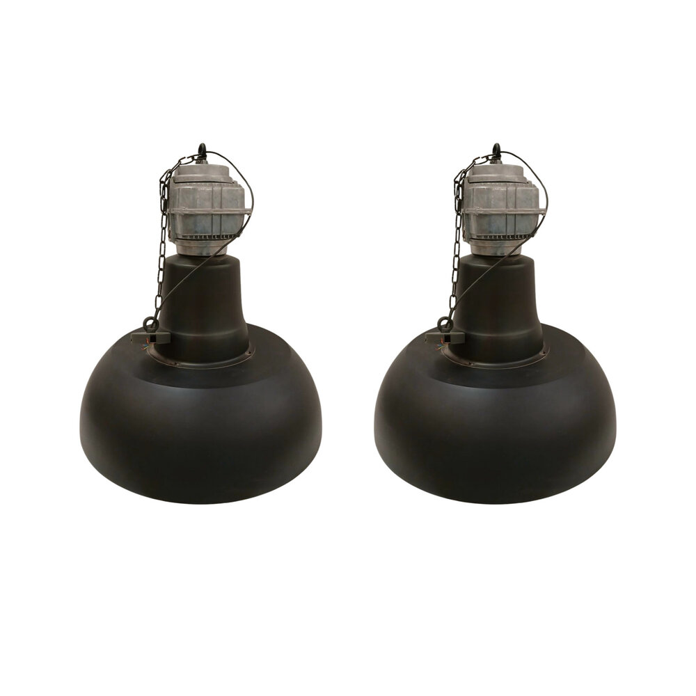 Hanglamp Industria Gunmetal White, Metaal, Industrieel, Set van 2, Gebruikt