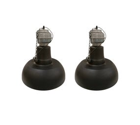 Hanglamp Industria Gunmetal White, Metaal, Industrieel, Set van 2, Gebruikt