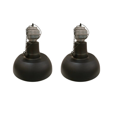 Hanglamp Industria Gunmetal White, Metaal, Industrieel, Set van 2, Gebruikt