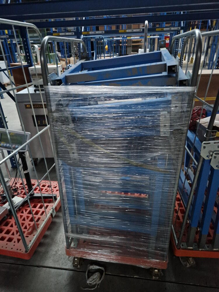 Rollenbaan frame, 60cm breedte, staal, blauw, gebruikt