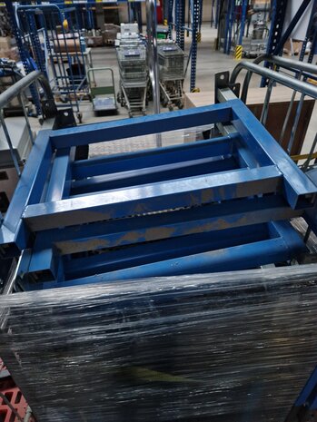 Rollenbaan frame, 60cm breedte, staal, blauw, gebruikt