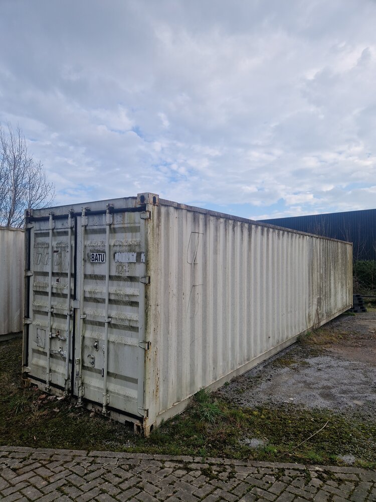 40ft container, wit, staal, gebruikt